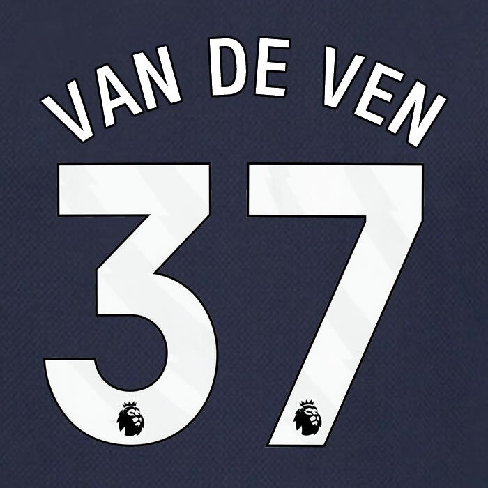 SPURS 2023 2024 VAN DE VEN 37 AVERY DENNISON WHITE AWAY PLAYER SIZE NAME SET