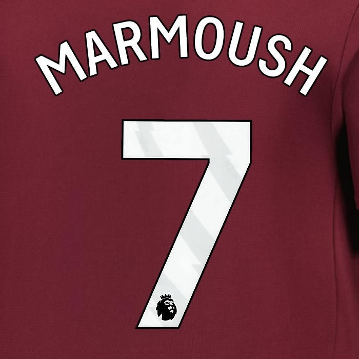 2024 2025 MANCHESTER CITY MARMOUSH 7 WHITE 3RD PLAYER SIZE NAME SET
