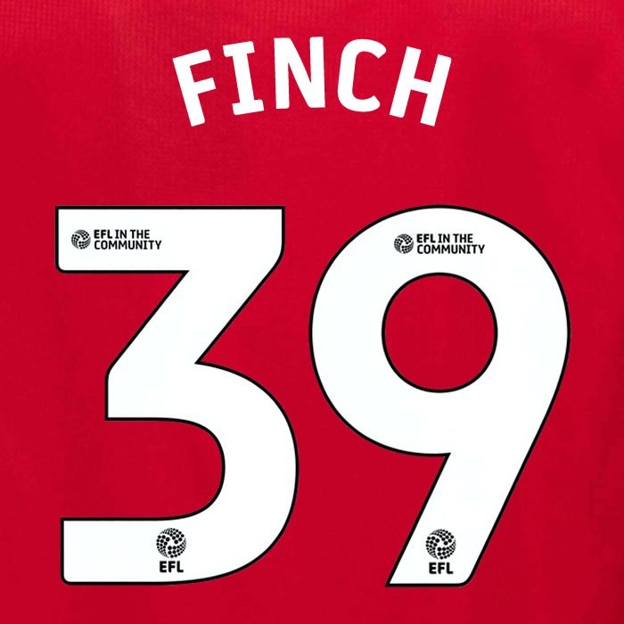 25 26 MIDDLESBROUGH FINCH 39 OFFICIAL WHITE HOME PLAYER SIZE NAME SET 230MM