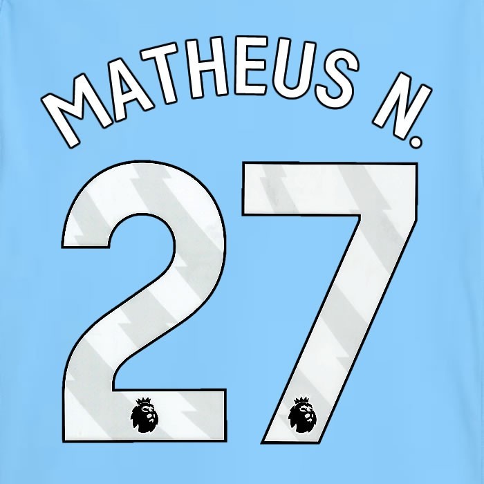 2025 2026 MANCHESTER CITY MATHUES N 27 WHITE HOME PLAYER SIZE NAME SET