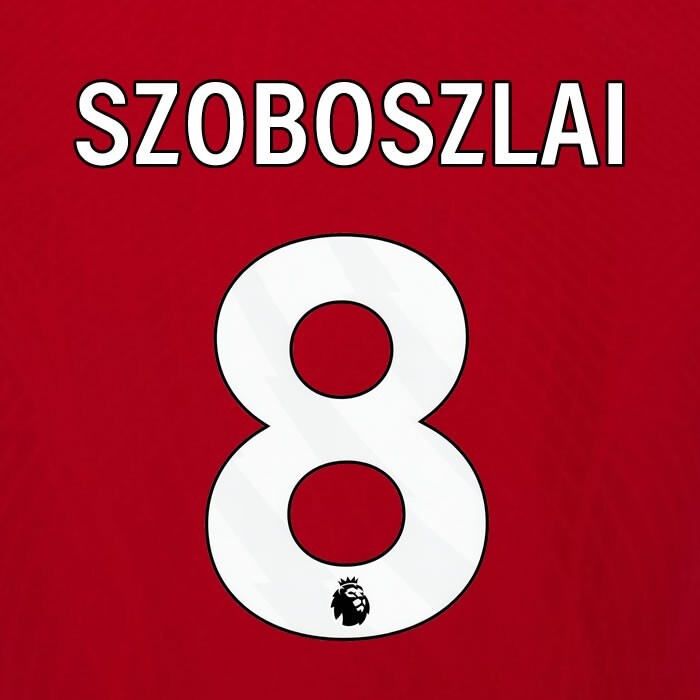 2023 2024 OFFICIAL LIVERPOOL SZOBOSZLAI 8 WHITE HOME PLAYER SIZE NAMESET