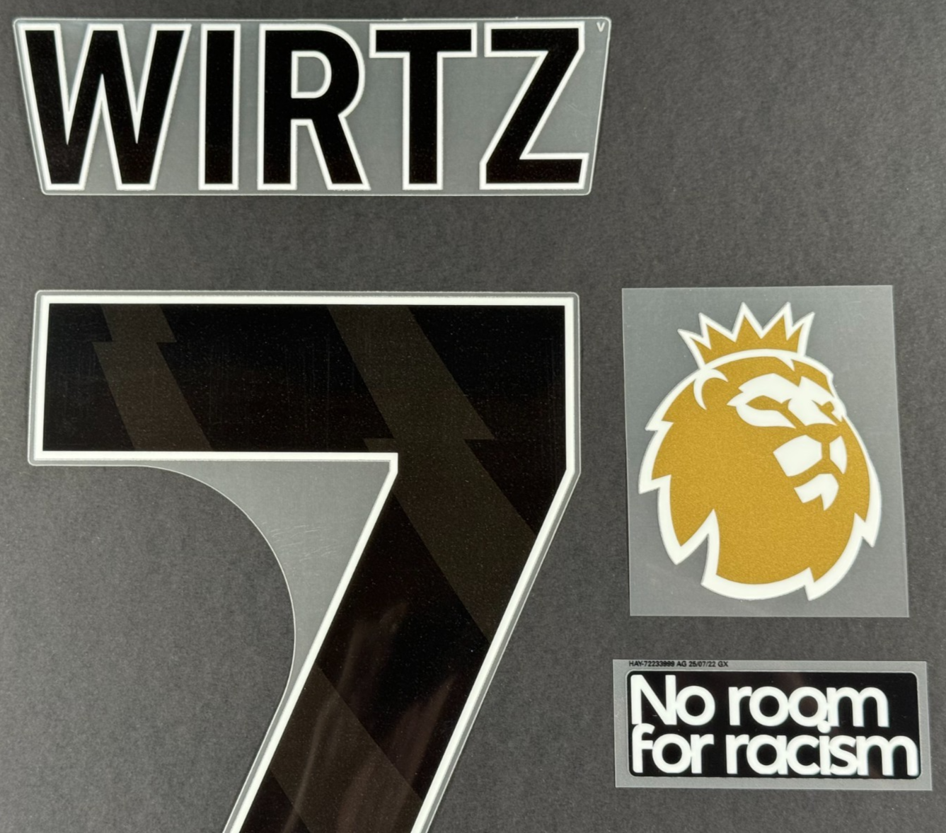 2025 - 2026 WIRTZ 7 OFFICIAL AVERY DENNISON BLACK PLAYER SIZE NAME + PATCHES