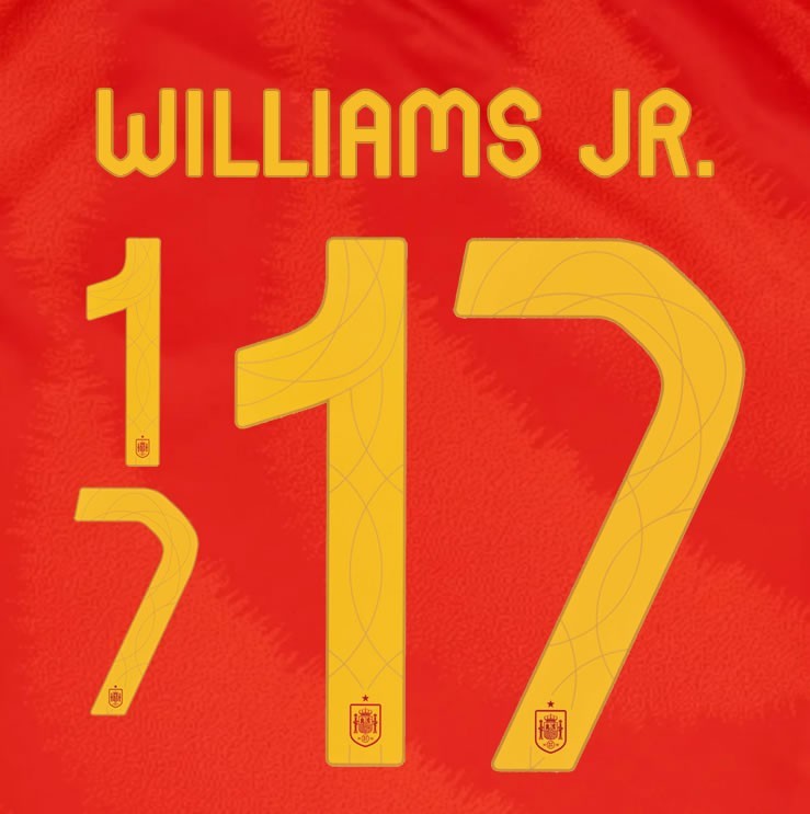 2024 2025 OFFICIAL SPAIN WILLIAMS JR 17 HOME PLAYER SIZE NAMESET