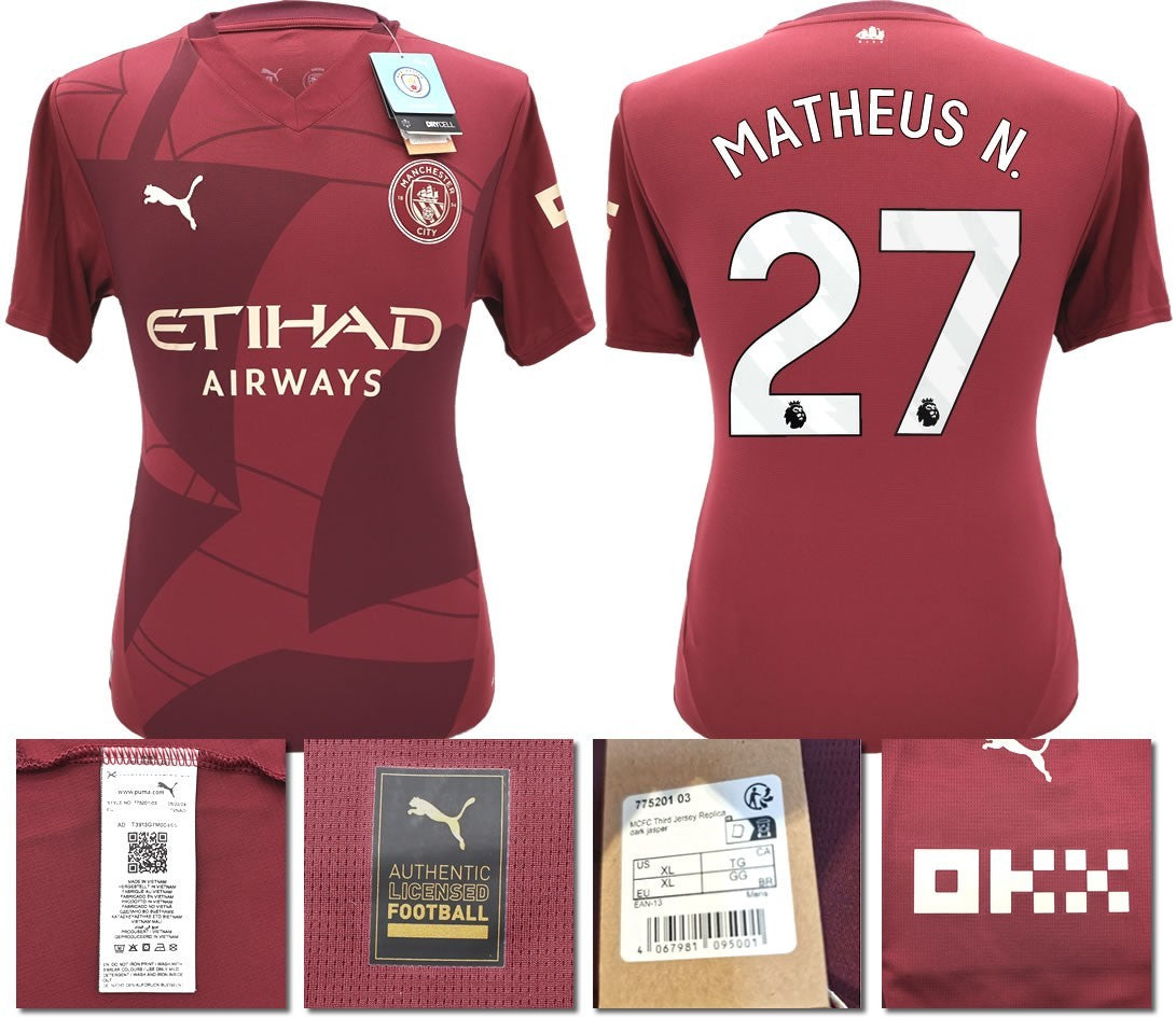 BNWT 2024 2025 MAN CITY PUMA THIRD MATHEUS N. 27 FOOTBALL SHIRT