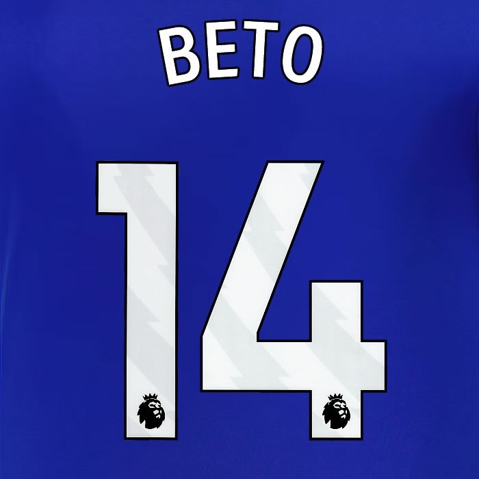 2024 2025 EVERTON BETO 14 OFFICIAL WHITE HOME PLAYER SIZE NAMESET