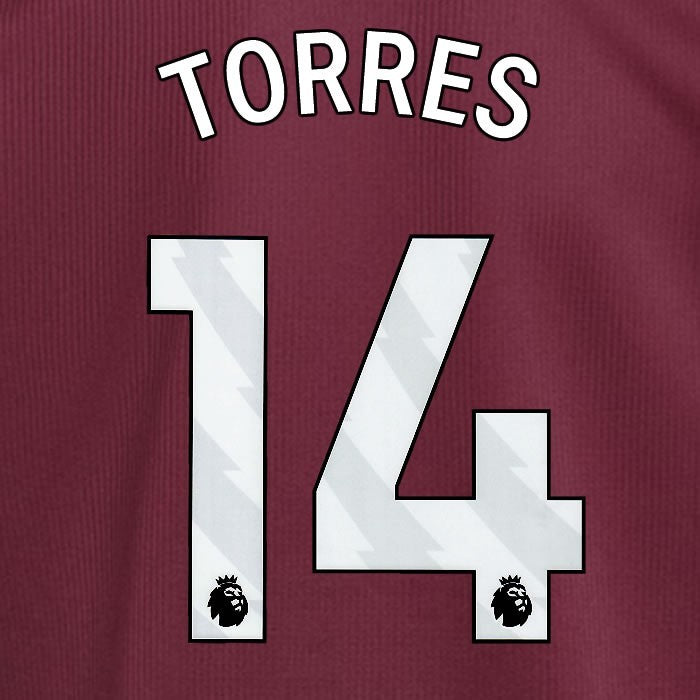 2024 2025 ASTON VILLA TORRES 14 OFFICIAL WHITE HOME PLAYER SIZE NAMESET
