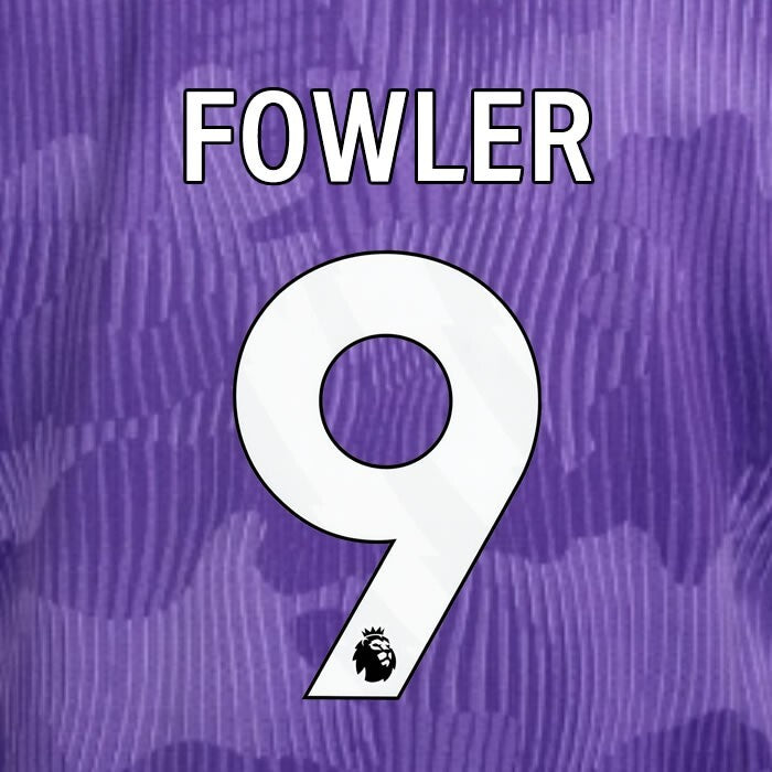 2023 2024 OFFICIAL LIVERPOOL FOWLER 9 WHITE 3RD PLAYER SIZE NAMESET