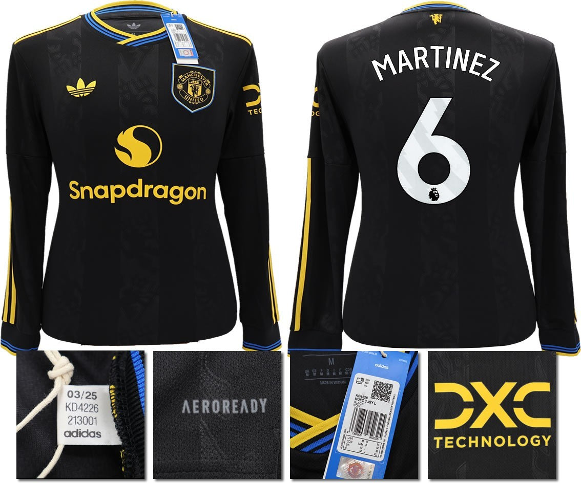 BNWT 2025 2026 MANCHESTER UNITED ADIDAS 3RD SHIRT LS MARTINEZ 6 + PATCHES