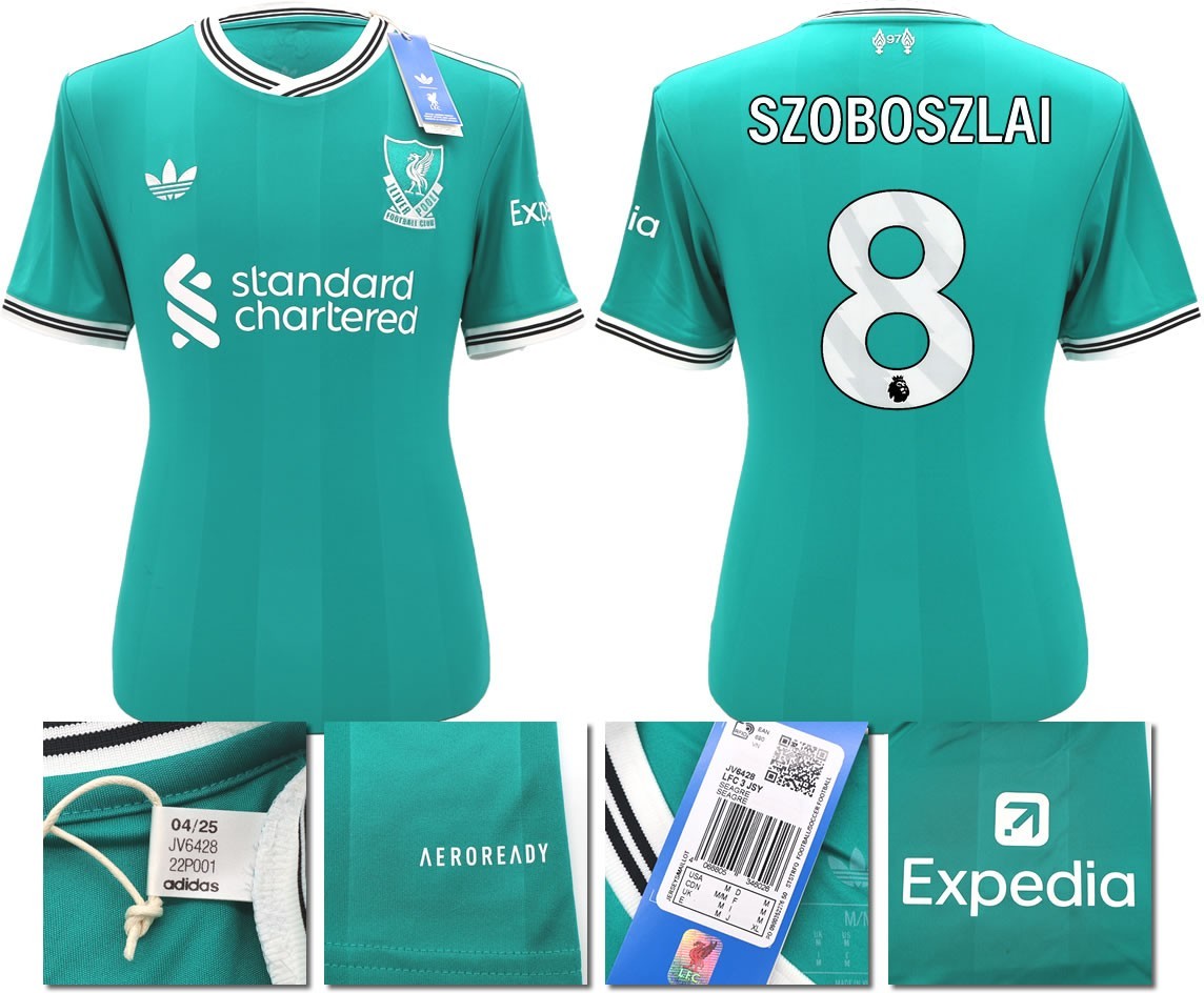 BNWT 2025 2026 LIVERPOOL ADIDAS 3RD SHIRT SZOBOSZLAI 8 + PATCHES MEN'S