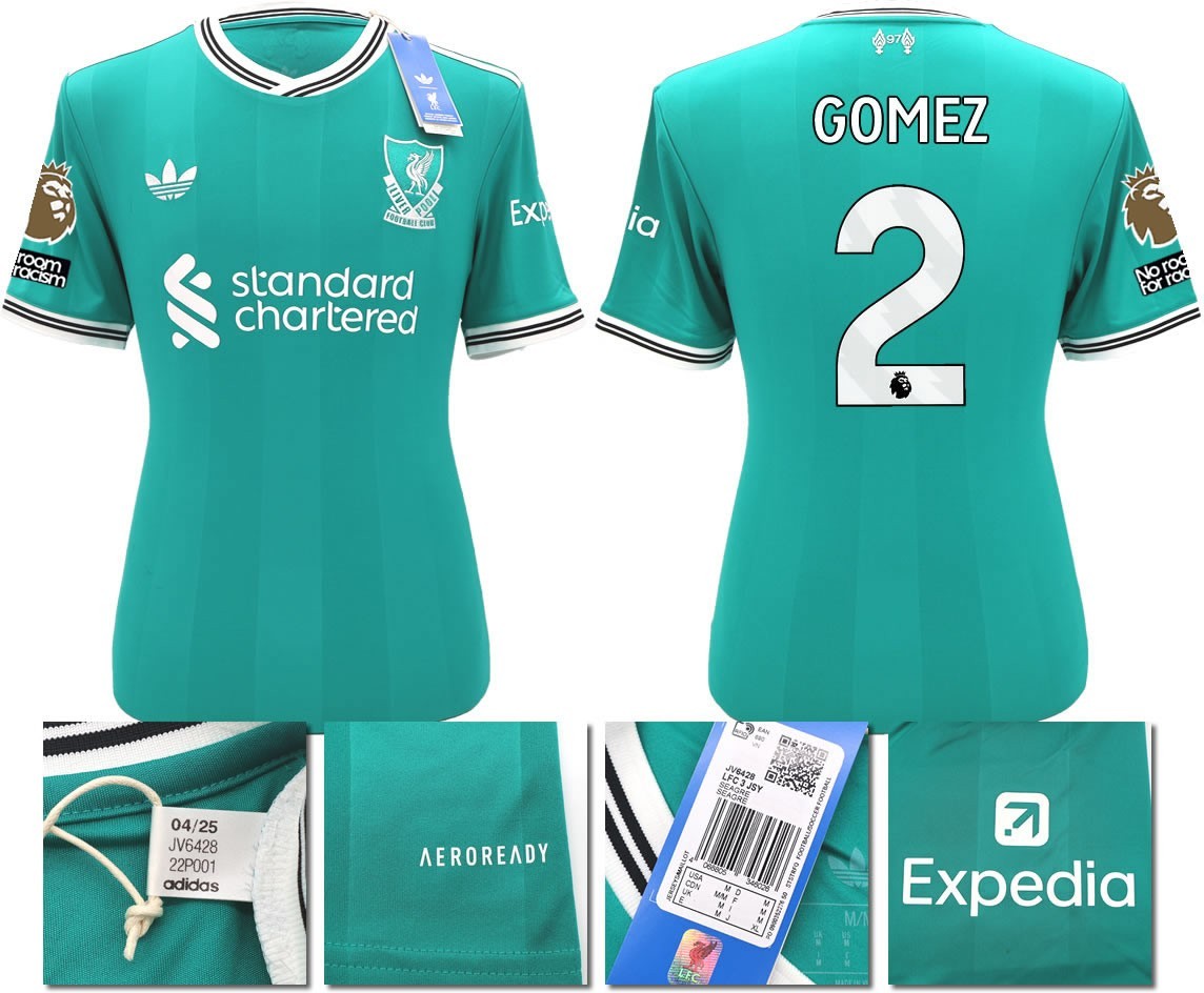 BNWT 2025 2026 LIVERPOOL ADIDAS 3RD SHIRT GOMEZ 2 + PATCHES MEN'S