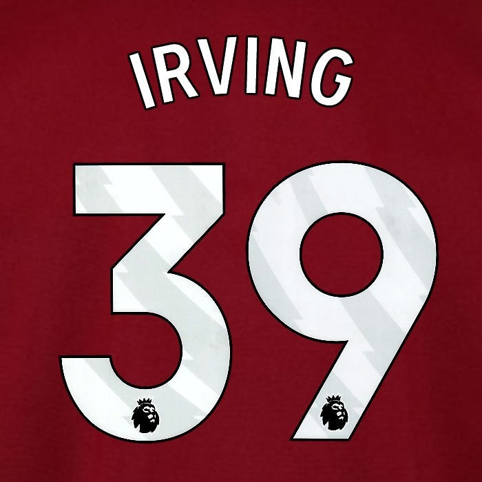 2025 2026 WEST HAM IRVING 39 OFFICIAL WHITE HOME PLAYER SIZE NAMESET