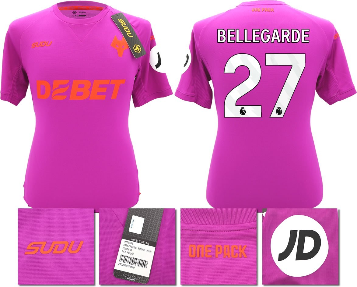 BNWT 2024/2025 WOLVES F.C. SUDU THIRD SHIRT BELLEGARDE 27