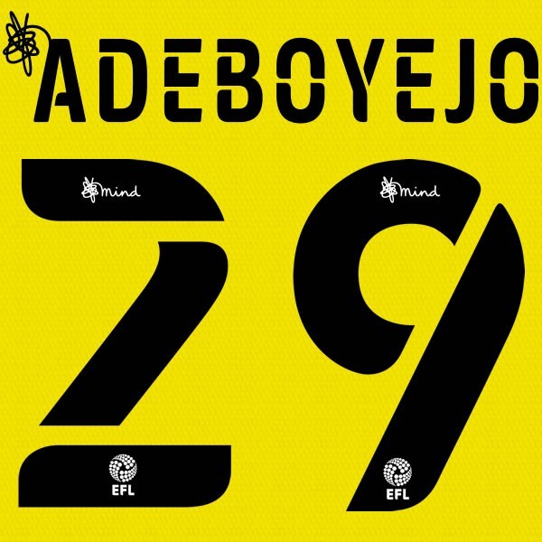 BARNSLEY 2020 2021 OFFICIAL ADEBOYEJO 29 3RD PLAYER SIZE NAME SET