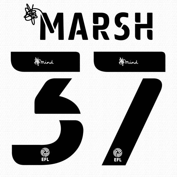 BARNSLEY 2020 2021 OFFICIAL MARSH 37 AWAY PLAYER SIZE NAME SET