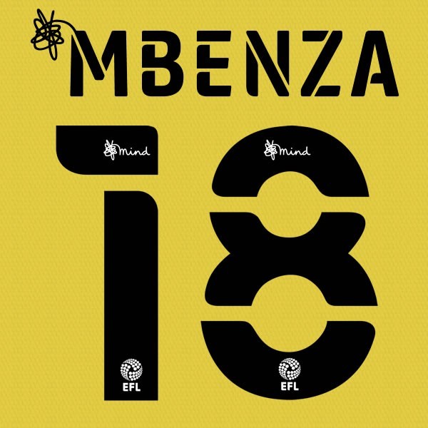 HUDDERSFIELD 2020 2021 OFFICIAL MBENZA 18 3RD PLAYER SIZE NAME SET
