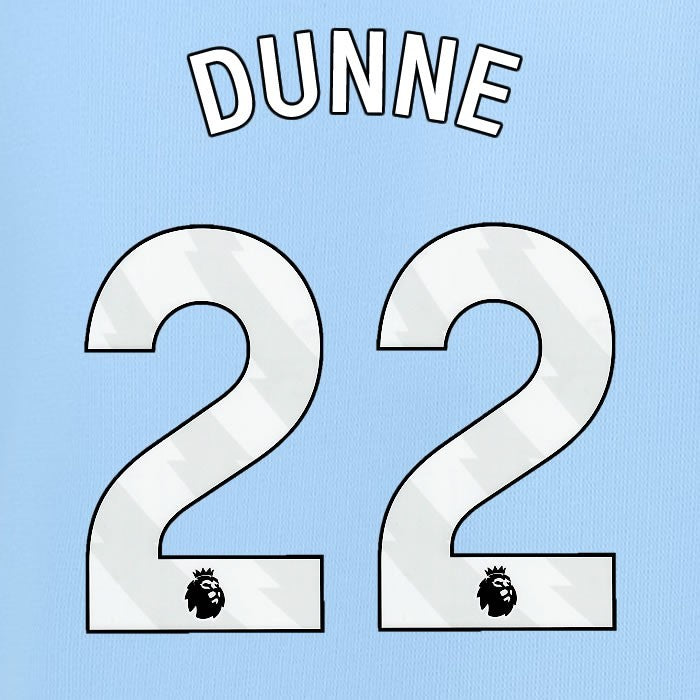 2023 2024 MAN CITY DUNNE 22 WHITE HOME PLAYER SIZE NAME SET