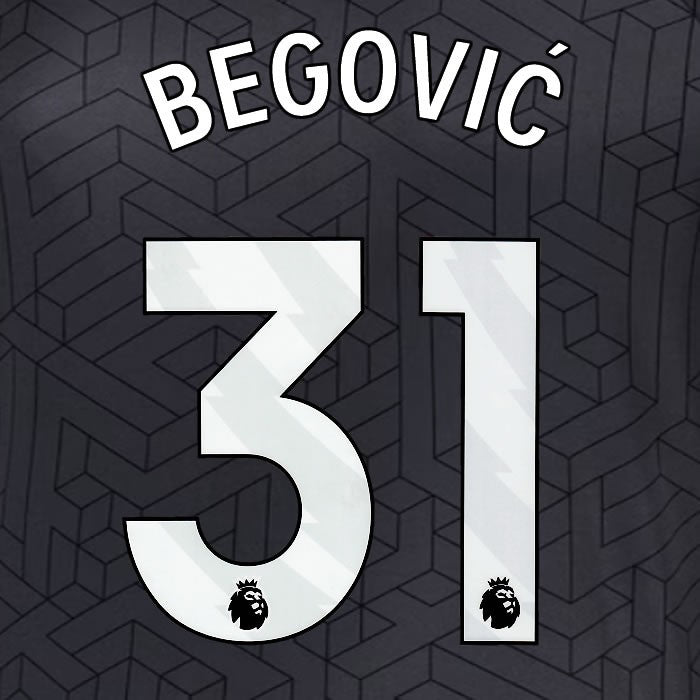 2024 2025 EVERTON BEGOVIC 31 OFFICIAL WHITE AWAY PLAYER SIZE NAMESET