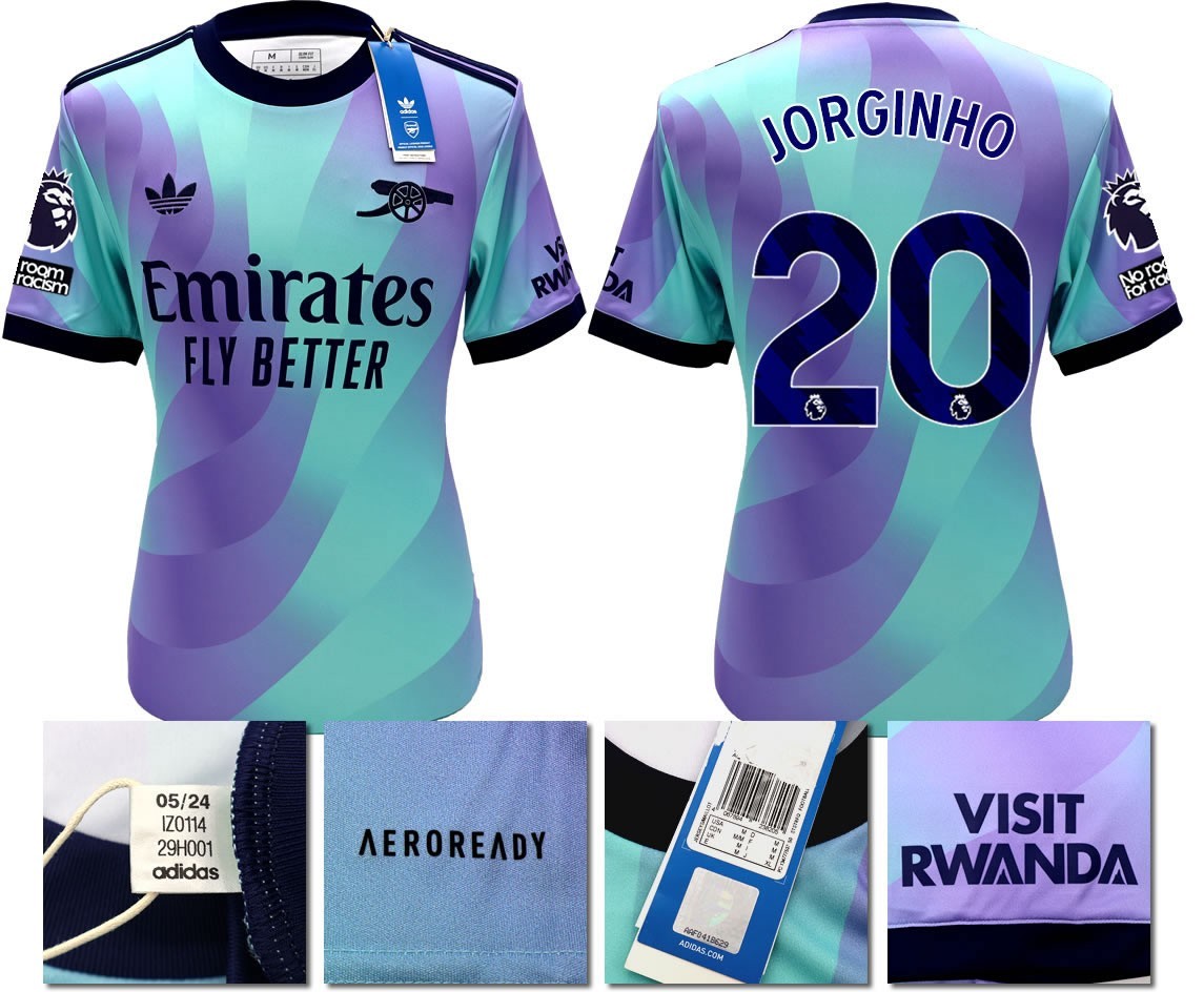 BNWT 2024/2025 ARSENAL F.C. ADIDAS 3RD SHIRT JORGINHO 20