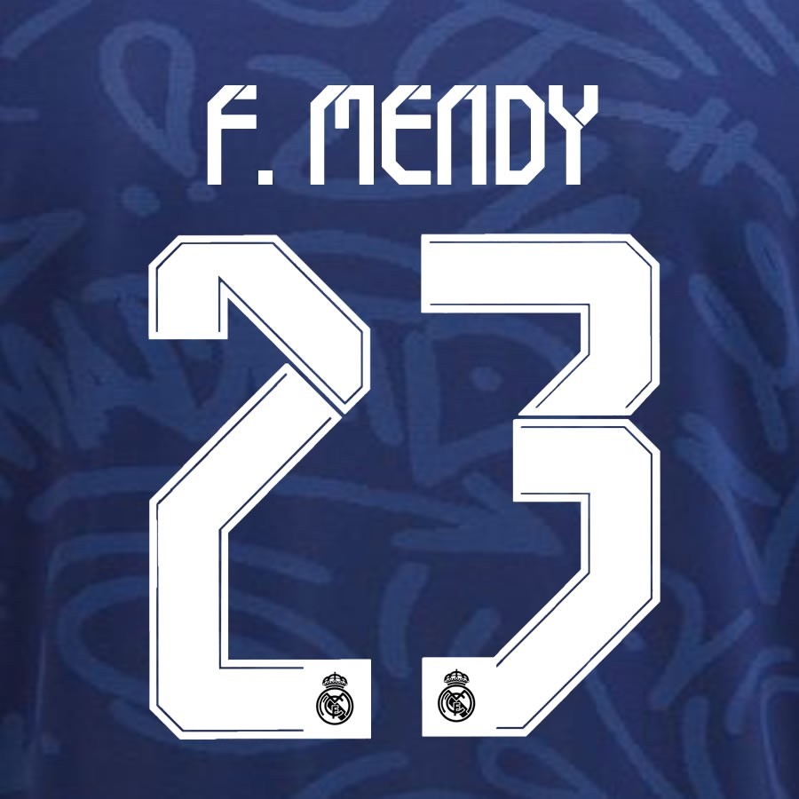 2021 2022 REAL MADRID F. MENDY 23 WHITE AWAY 3RD PLAYER SIZE NAMESET 260MM