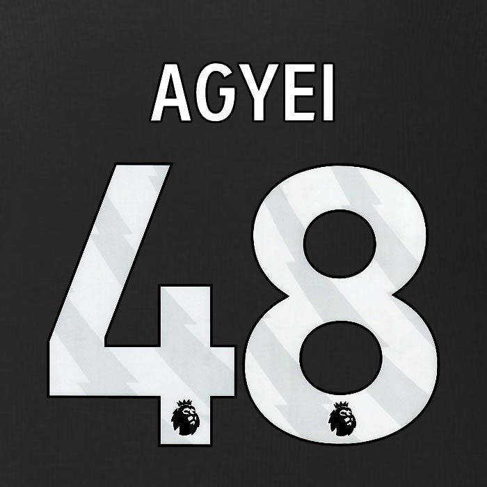 2025 2026 BURNLEY AGYEI 48 OFFICIAL WHITE 3RD PLAYER SIZE NAMESET