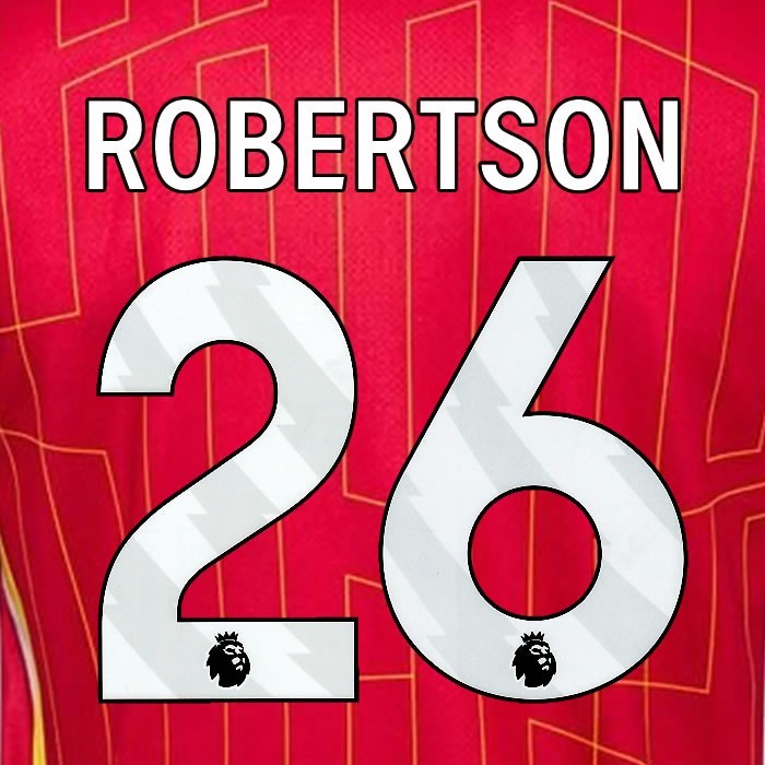 2024 2025 OFFICIAL LIVERPOOL ROBERTSON 26 WHITE HOME PLAYER SIZE NAMESET