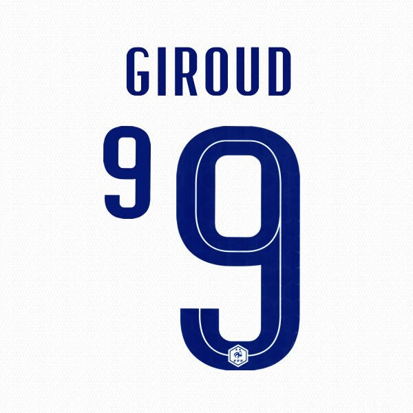 FRANCE 2020 2021 OFFICIAL GIROUD 9 AWAY PLAYER SIZE NAMESET