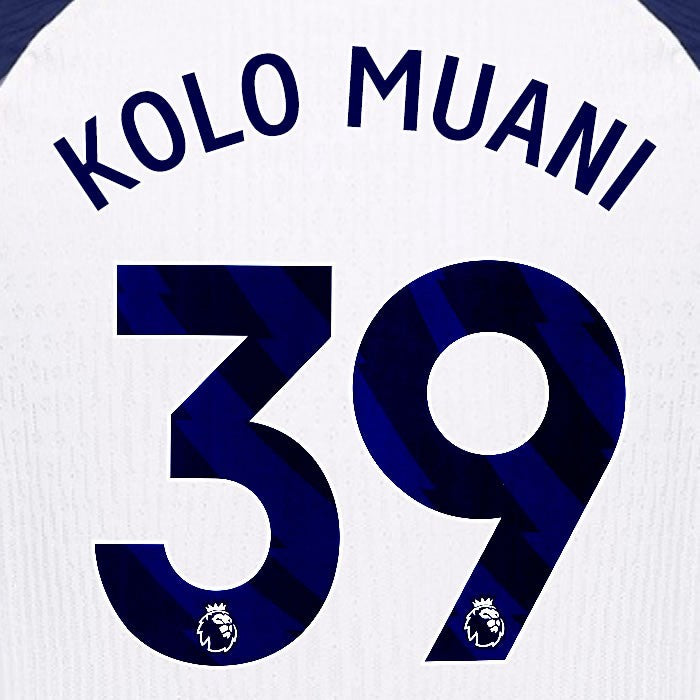 2025 2026 TOTTENHAM KOLO MUANI 39 BLUE HOME PLAYER SIZE NAME SET