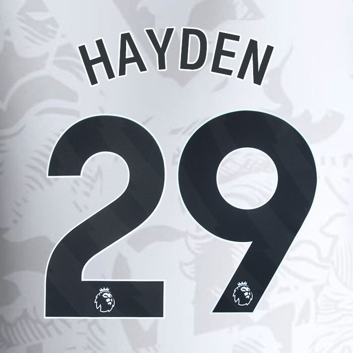 2023 2024 ASTON VILLA HAYDEN 29 OFFICIAL BLACK AWAY PLAYER SIZE NAMESET