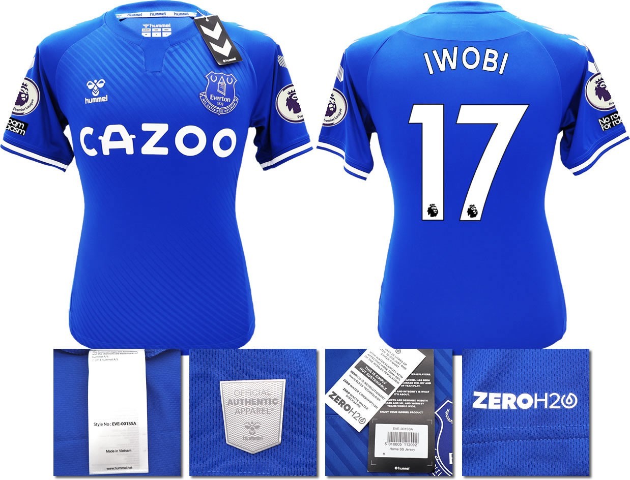 BNWT 2020 2021 HUMMEL EVERTON HOME SHIRT MEN'S IWOBI 17 + PATCHES