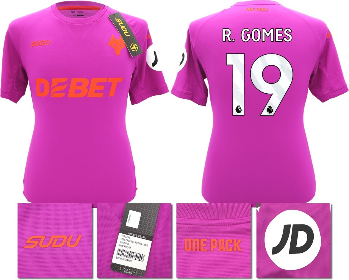 BNWT 2024/2025 WOLVES F.C. SUDU THIRD SHIRT R. GOMES 19
