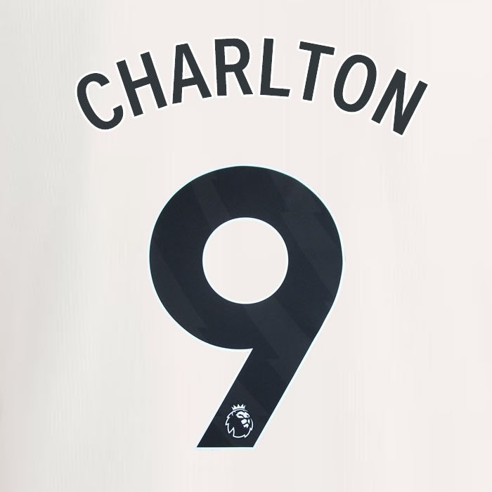 2023 2024 MANCHESTER UNITED CHARLTON 9 3rd BLACK PLAYER SIZE NAMESET