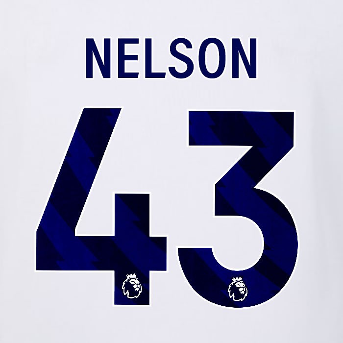 2023 2024 LUTON TOWN OFFICIAL NELSON 43 BLUE AWAY PLAYER SIZE NAMESET