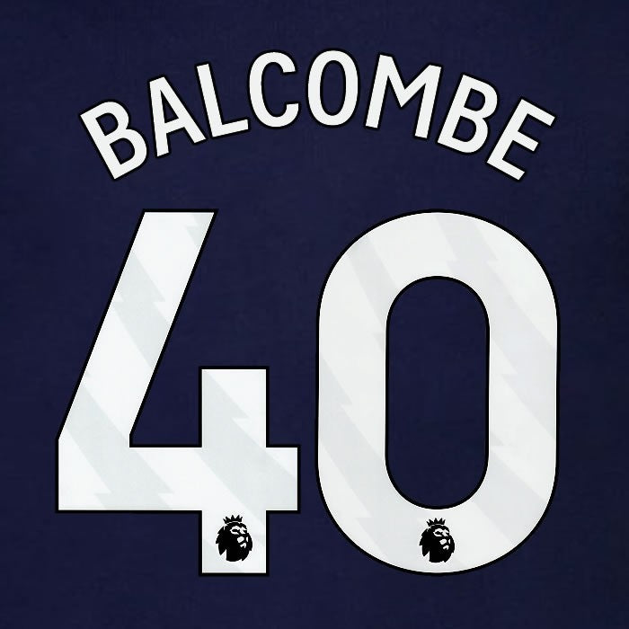 2023 2024 BRENTFORD BALCOMBE 40 OFFICIAL WHITE 3rd PLAYER SIZE NAMESET