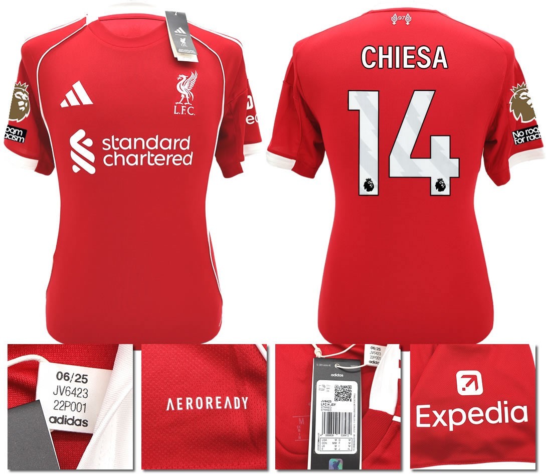 BNWT 2025 2026 LIVERPOOL ADIDAS HOME SHIRT CHIESA 14 + PACTHES MEN'S