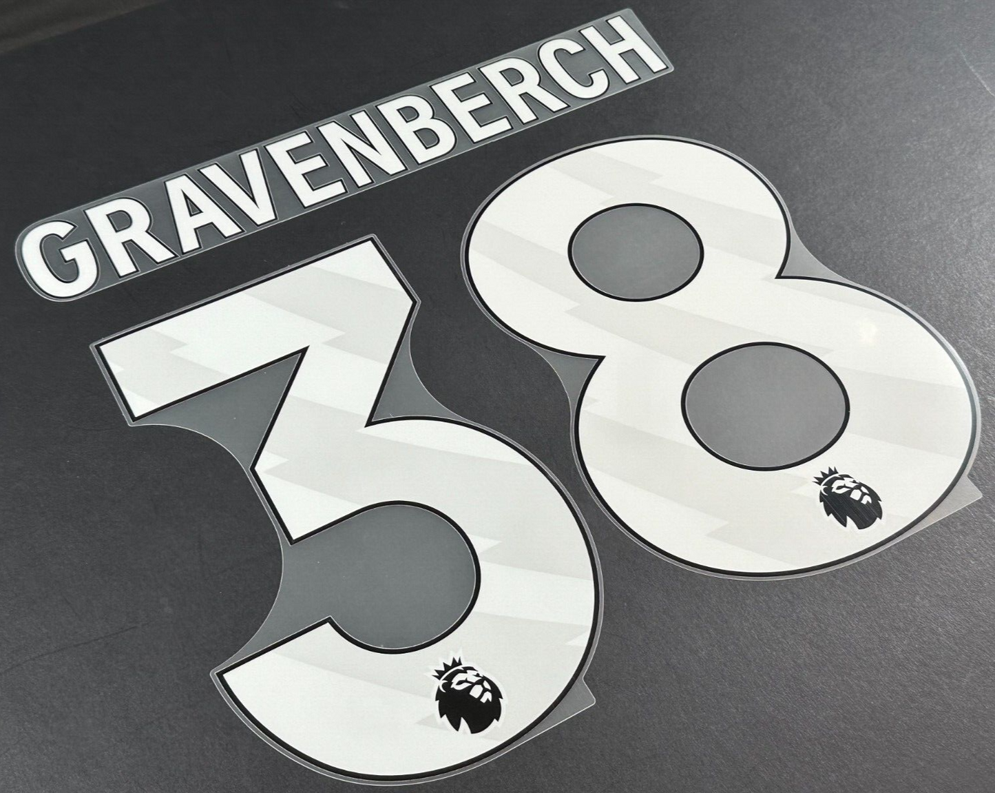 LIVERPOOL 2023/25 GRAVENBERCH 38 OFFICIAL AVERY DENNISON WHITE PLAYER SIZE SET