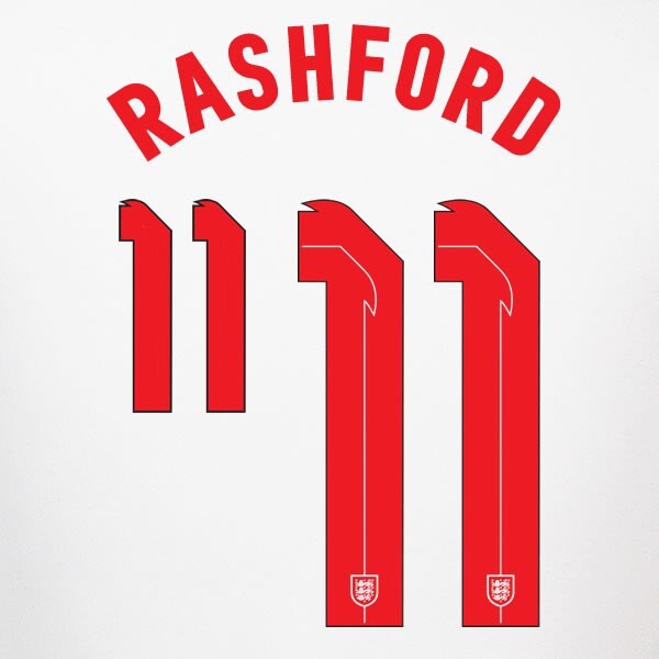 ENGLAND 2020 2021 OFFICIAL SPORTING ID RASHFORD 11 HOME PLAYER SIZE NAMESET