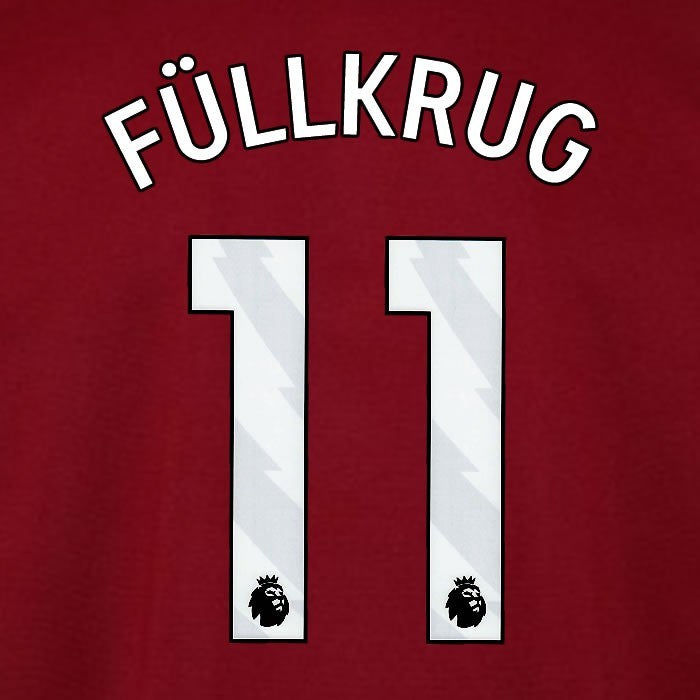 2025 2026 WEST HAM FULLKRUG 11 OFFICIAL WHITE HOME PLAYER SIZE NAMESET