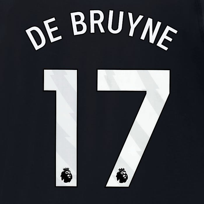 2023 2024 MAN CITY DE BRUYNE 17 WHITE 3RD PLAYER SIZE NAME SET