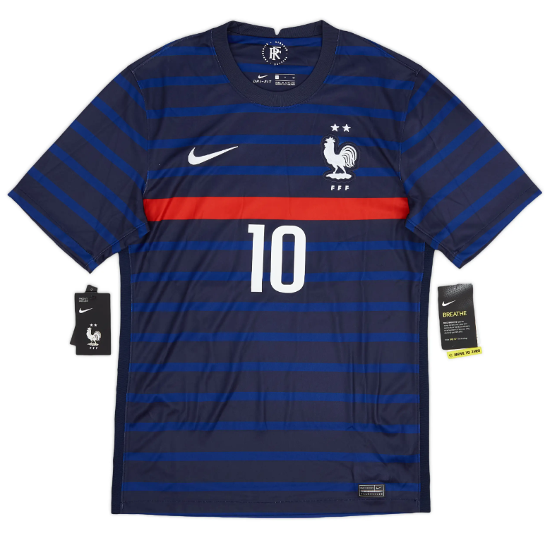 BNWT 2020 2021 FRANCE NIKE FOOTBALL SHIRT MBAPPE 10 MENS MEDIUM