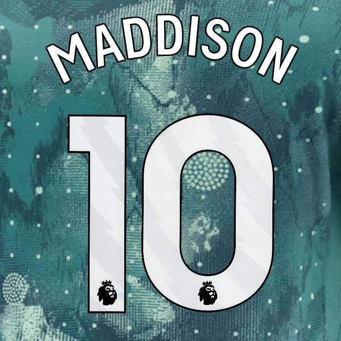 2024 2025 TOTTENHAM MADDISON 10 WHITE 3RD PLAYER SIZE NAME SET