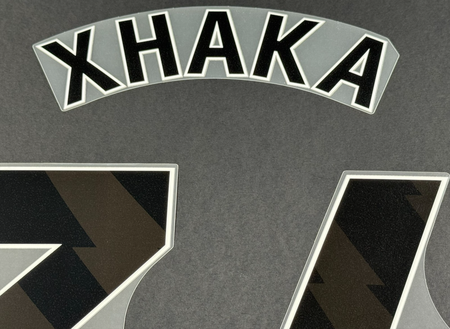 SUNDERLAND 2025-26 XHAKA 34 OFFICIAL AVERY DENNISON BLACK PLAYER SIZE NAME SET