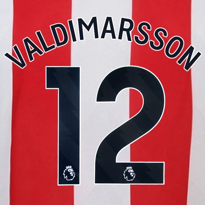 2024 2025 BRENTFORD VALDIMARSSON 12 OFFICIAL BLACK HOME PLAYER SIZE NAMESET
