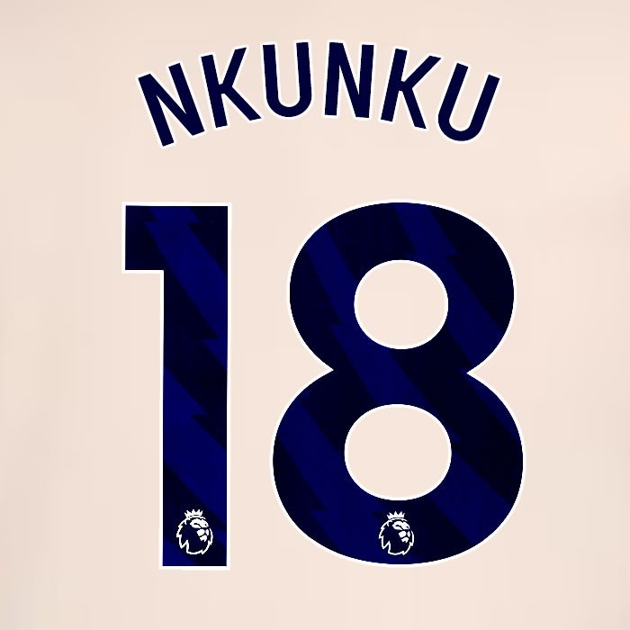 2024 2025 OFFICIAL CHELSEA NKUNKU 18 BLUE AWAY PLAYER SIZE NAMESET