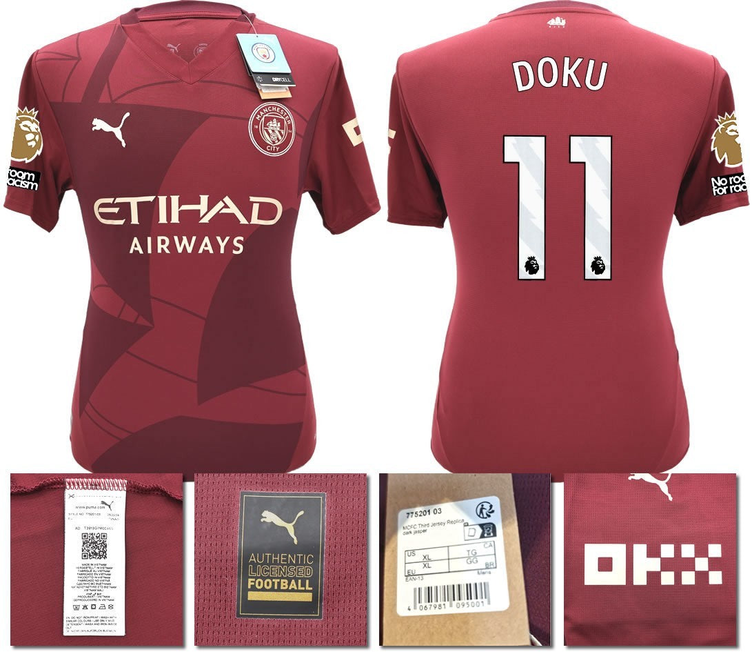BNWT 24 25 MAN CITY PUMA THIRD DOKU 11 + PATCHES FOOTBALL SHIRT MENS XXL