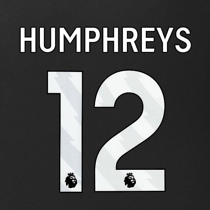 2025 2026 BURNLEY HUMPHREYS 12 OFFICIAL WHITE 3RD PLAYER SIZE NAMESET