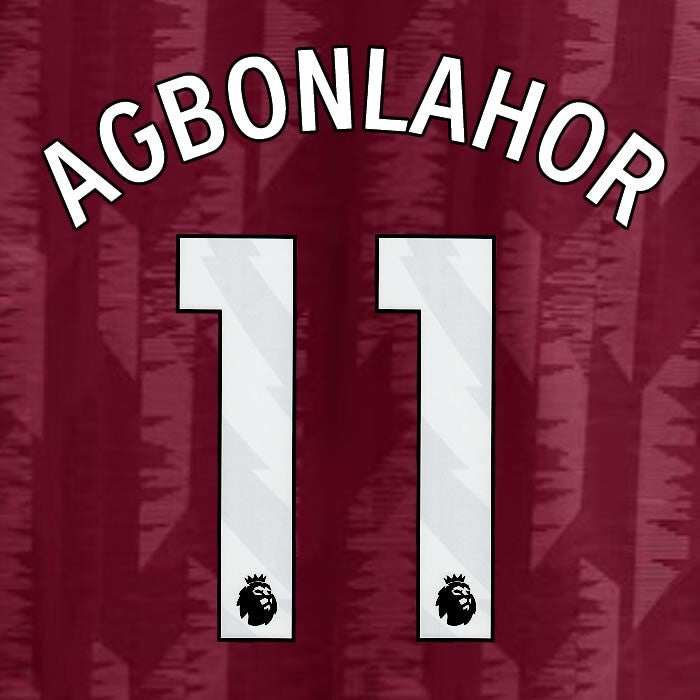2023 2024 ASTON VILLA AGBONLAHOR 11 OFFICIAL WHITE HOME PLAYER SIZE NAMESET