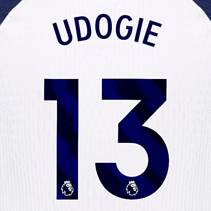 2025 2026 TOTTENHAM UDOGIE 13 BLUE HOME PLAYER SIZE NAME SET