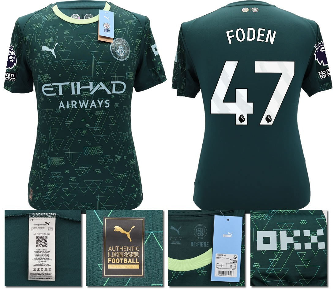 BNWT 25 26 MAN CITY PUMA 4TH FODEN 47 + PATCHES FOOTBALL SHIRT