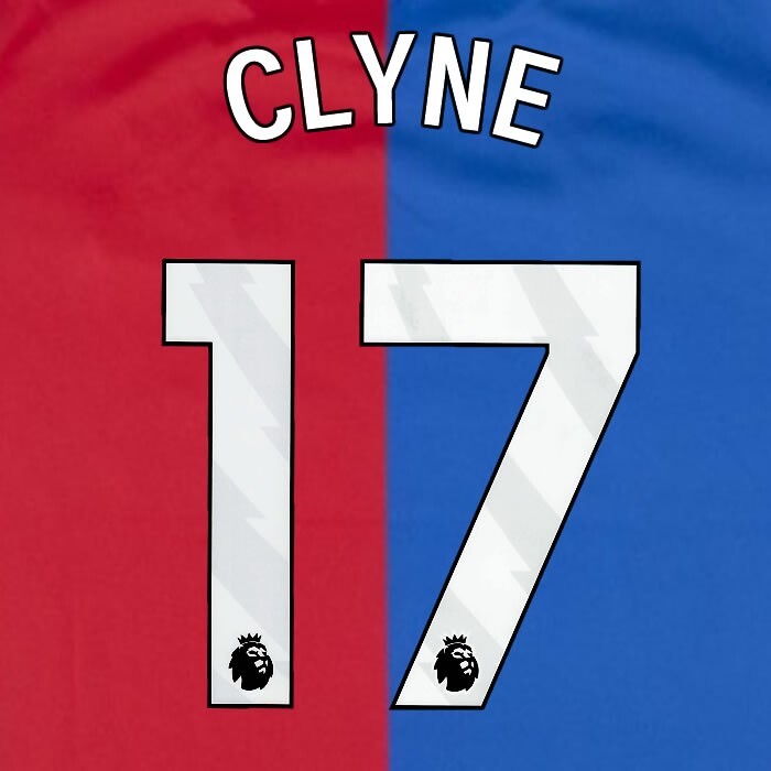 2023 2024 OFFICIAL CRYSTAL PALACE CLYNE 17 WHITE HOME PLAYER SIZE NAMESET