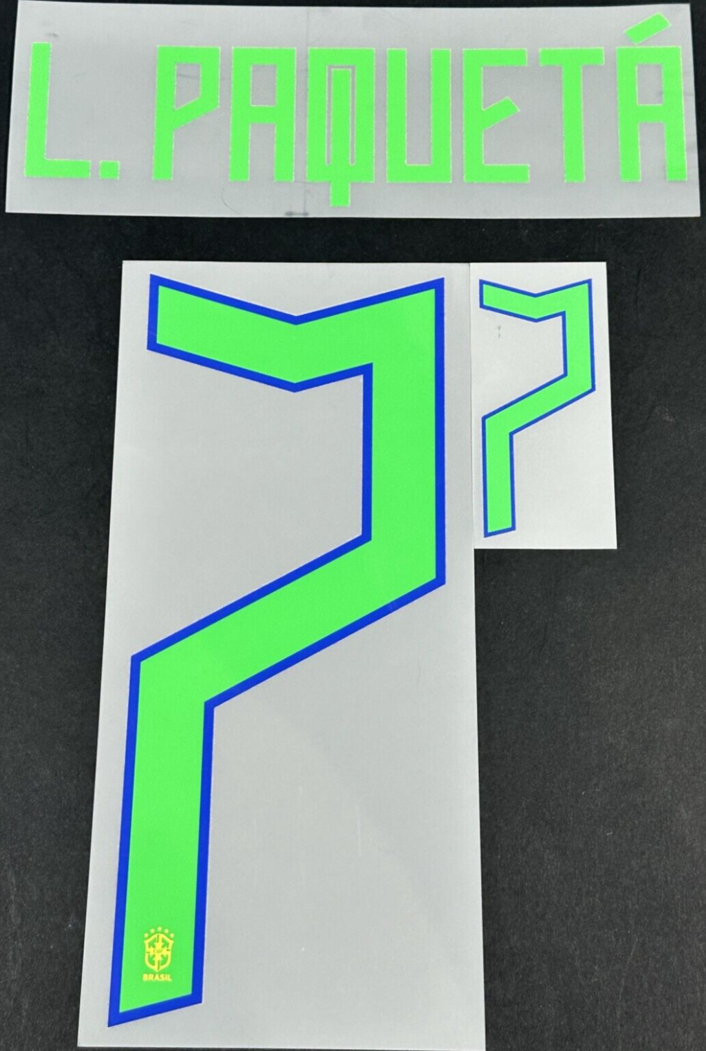 BRAZIL 2022 2023 OFFICIAL L. PAQUETA 7 HOME PLAYER SIZE NAMESET